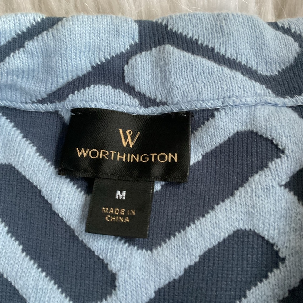 worthington Sweater Top Chevron Knit Preppy Business Casual Academia consign M - Picture 3 of 4